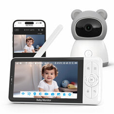 Tuya 5-Inch HD Baby Monitor Wireless WiFi Baby Camera with Remote PTZ Two-Way Audio Night Vision Motion Tuya APP Smart Baby Monitor