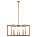 27 Modern Golden Geometric 8-Light Chandelier  Industrial Metal Pendant Light Fixture For Living Room, Dining Room, Or Kitchen  Bulb Not Included