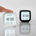 Digital Alarm Clock 12/24H Electronic Alarm Clock Voice-activated Backlight Temperature Humidity Nightlight Table Clocks with Snooze Function