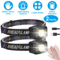 2Packs Rechargeable Motion Sensor Headlamp 6 Light Modes COB XPG Headlight Torch Flashlight For Fishing Running...