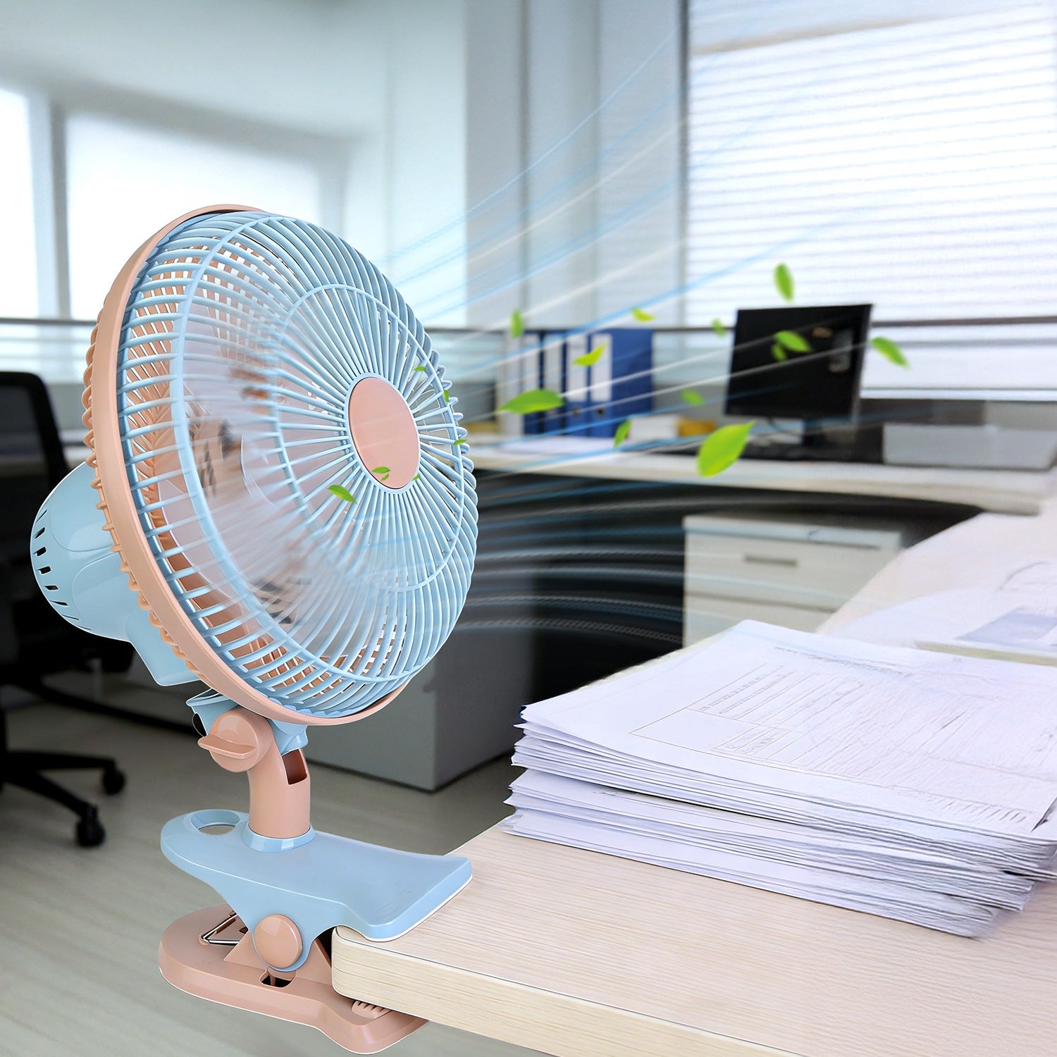 8.66In Oscillating Clip On Fan 2 Speeds Quiet Clamp Fan With 90 Degree Oscillating & Tilting Angle Desktop Wall...