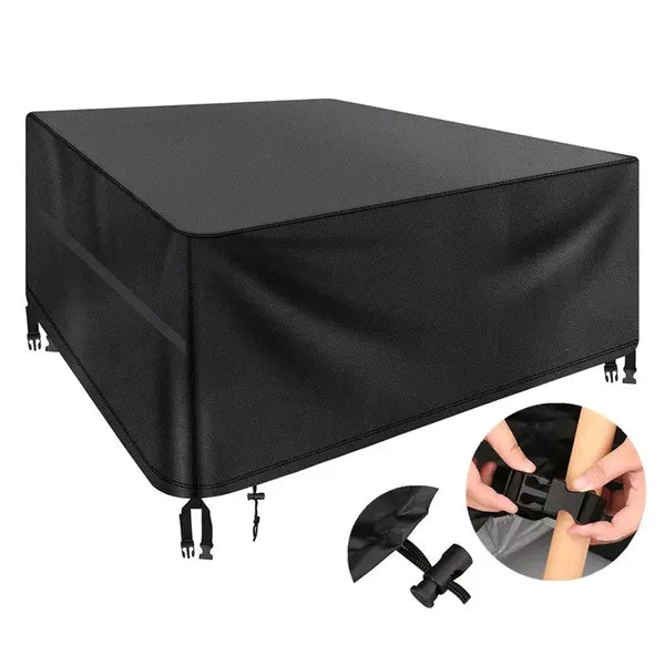 Heavy-Duty 420D Outdoor Furniture Cover For Patio, Garden, And Balcony - Black Polyester Blend With Button Closure,...