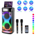 Portable Wireless Party Speaker With LED Light Wireless Mic Remote Control TWS Treble Bass Mic. Echo Music Accompany...