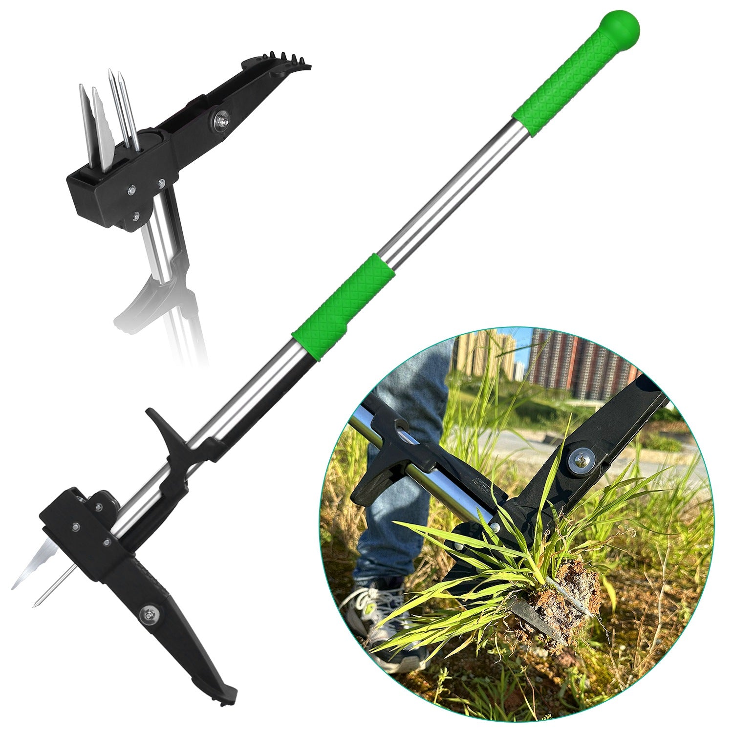 1Pc Aluminum Weed Puller Stand Up Weeder Without Bending Kneeling Manual Weed Remover Tool With 4 Claws For Lawn...