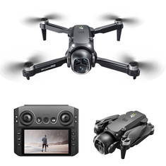 WLRC M7 WiFi FPV with 5.6inch LCD Screen Controller HD Dual Camera Servo Gimbal Optical Flow Positioning Brushless Foldable RC Drone Quadcopter RTF
