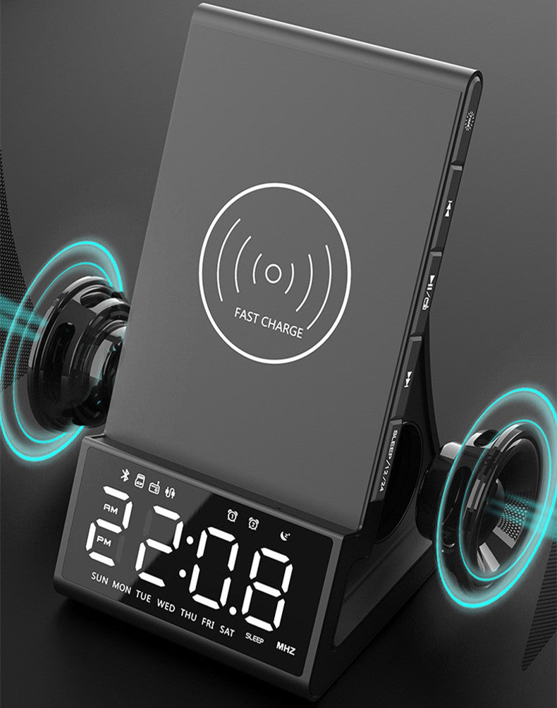 Compatible with Apple , Wireless Charging Bluetooth Speaker LED Alarm Clock