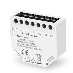 Zemismart SRS01-P2TW Tuya WiFi Relay Switch 2 Gang 10A per Channel Energy Monitoring Works with Alexa Smart Life App Remote Control Timer Requires Neutral Wire
