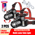 LED Tactical Headlamp Head Torch USB Rechargeable Motion Sensor Headlight Zoomable 5 Modes Emergency Power Bank For...