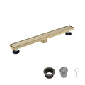 24 Inch Linear Shower Drain With 2-in-1 Flat & Tile Insert Removable Cover, 304 Stainless Steel With Hair Strainer...