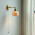 Bedroom Wall Lamp Bedside Living Room Ceramics Copper Rotatable With Drawstring