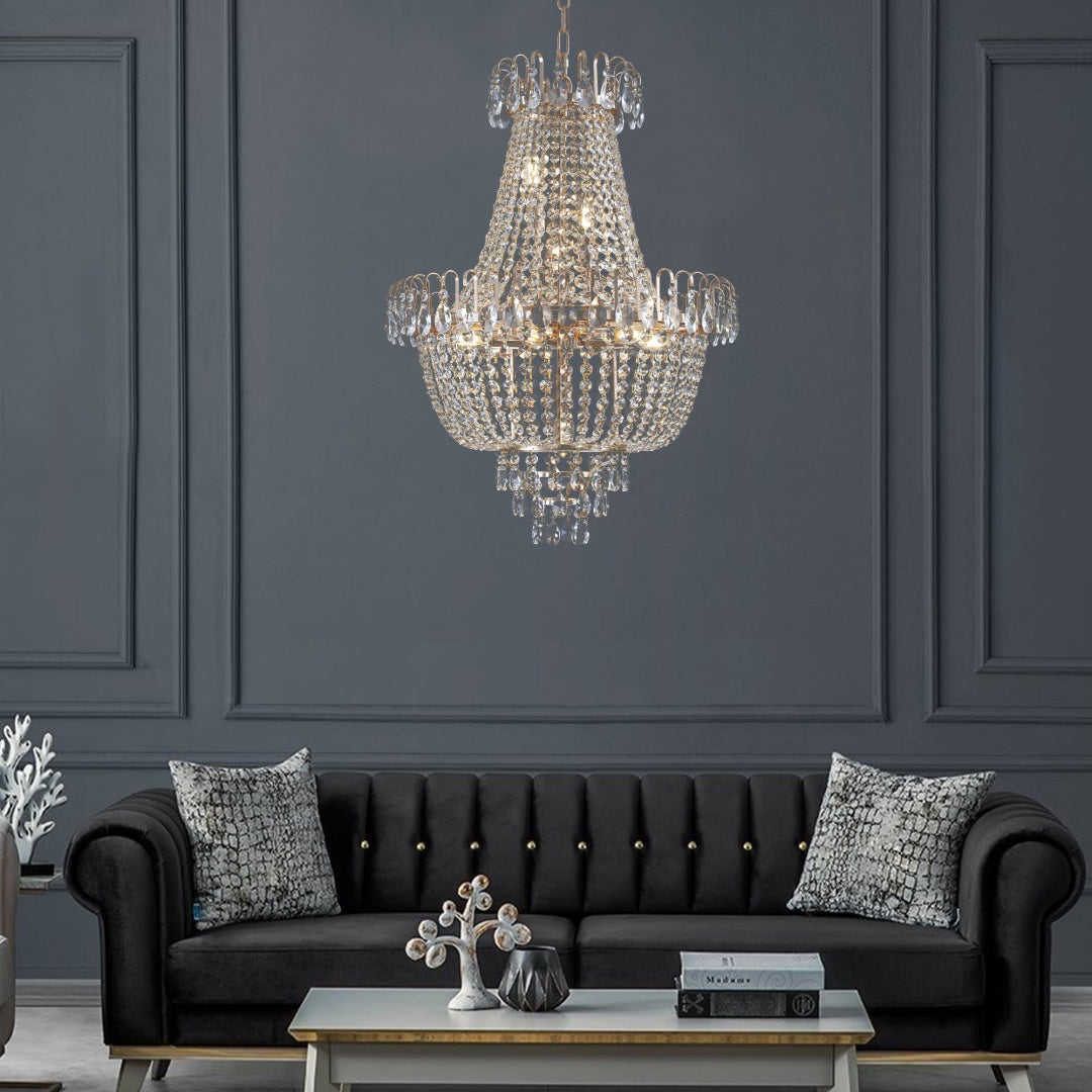 Same As W1340P143189  Gold Crystal Chandeliers,Large Contemporary Luxury Ceiling Lighting For Living Room Dining Room Bedroom Hallway   Without Bulb
