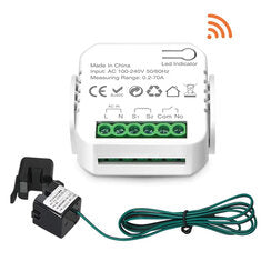 Ewelink WiFi Smart Energy Meter 70A+10A Clamp Sensor Real-Time Monitoring 6-Month Data Log Smart Home Automation Power Energy Savings App Voice Control with Alexa Google IFTTT