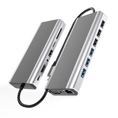 Bakeey FX15W 15 in 1 USB-C Hub Docking Station Adapter with 1*PD/ 1*SD/ 1*TF/ 4*USB 2.0/ 3*USB 3.01*HDMI/1 *LAN/ 1*VHA/ 1*Audio