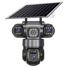 V380 4G 6MP Solar Security Camera 3-Lens System Dual-Charging Night Vision Motion Alerts 4G European Version Security Camera