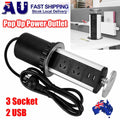 Pop Up Power Point 3 Socket Plug   2 USB Table Home Kitchen Desk Outlet