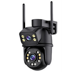 Guudgo 6MP HD 5X Zoom Dual Lens Security Camera WIFI PTZ IP66 Waterproof Night Vision 2-Way Audio Surveillance CCTV Cameras ICSEE APP Outdoor Camera