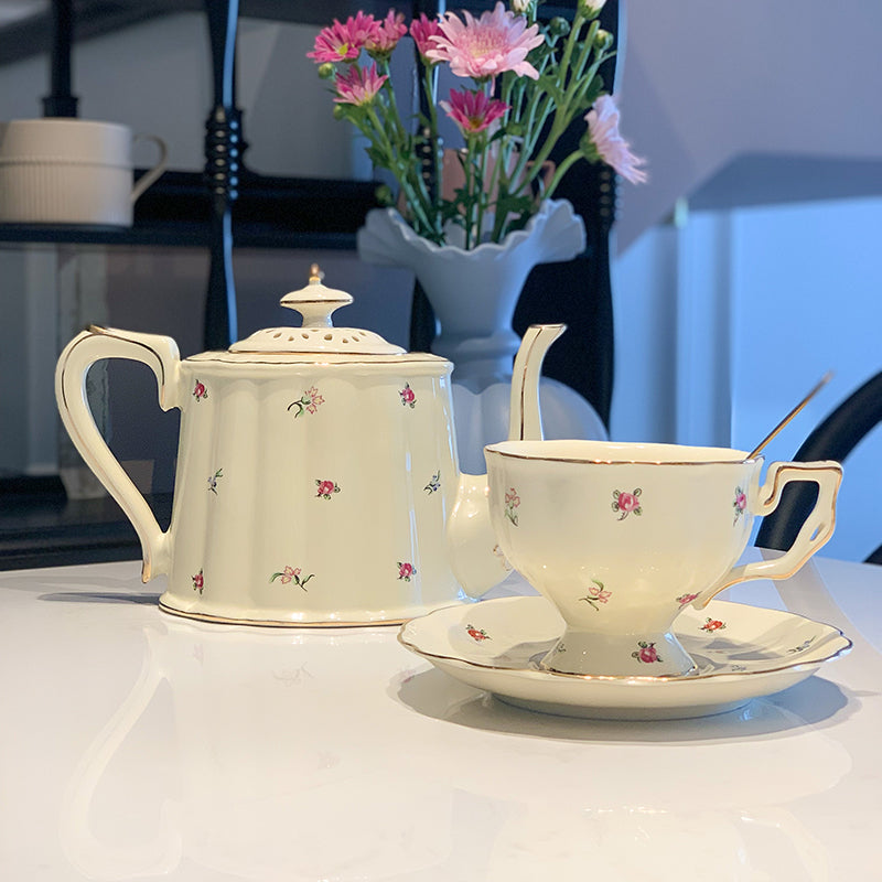 French Retro Light Luxury Floral Afternoon Tea Teapot