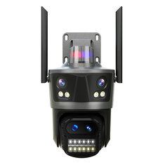 Hiseeu WF114 8MP 4K WiFi IP Camera Outdoor 8x Zoom Four Lens & Three Screen Auto Tracking Home Security CCTV Surveillance camera