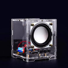 DIY Bluetooth Speaker Kit HU-009 Acrylic Case 5V Power Supply HT6872 Audio Amplifier LED Spectrum Display Wireless and Aux Input Portable Compact Audio System