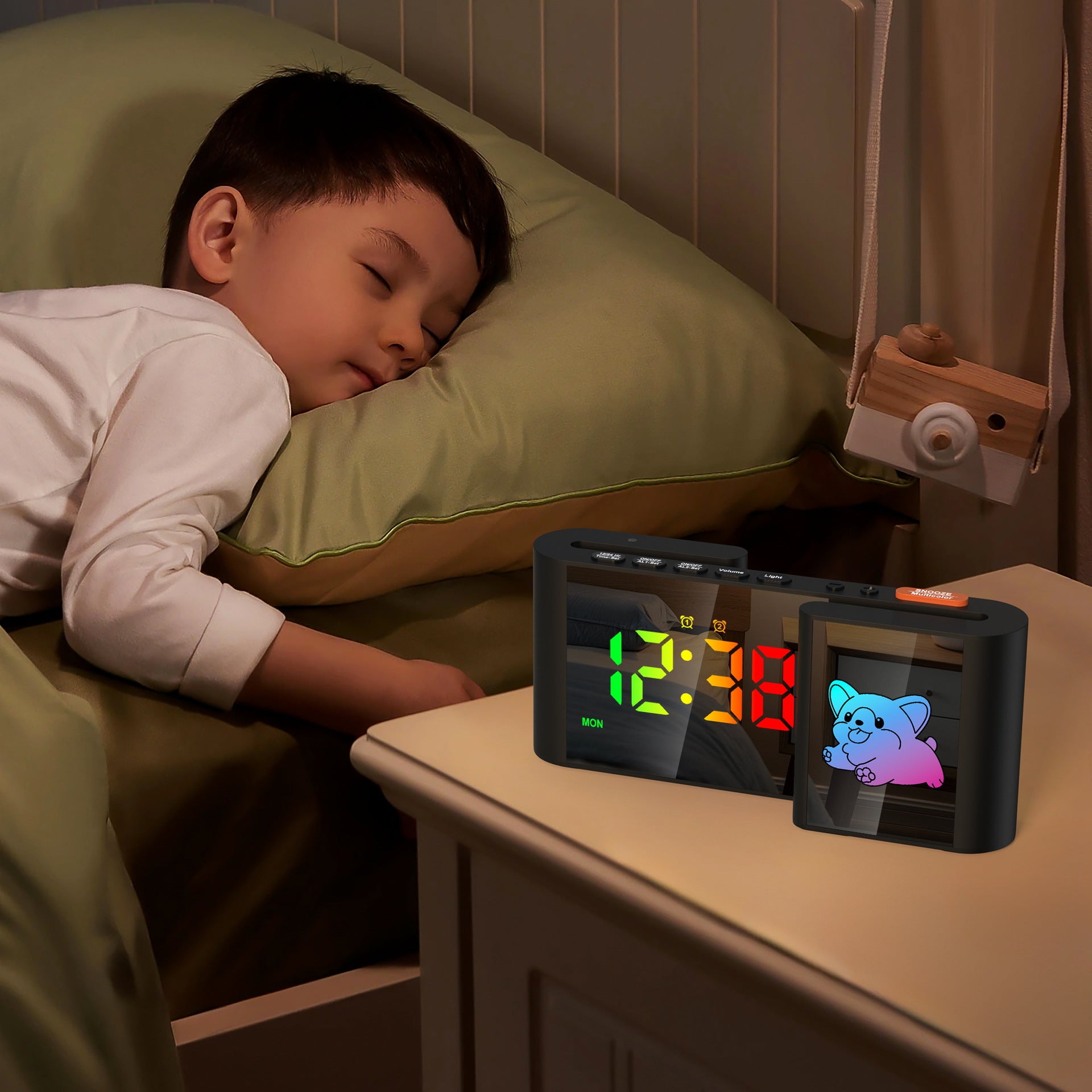 New Stylish S-shaped Dual-screen RGB Colorful Dual-alarm Clock