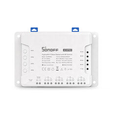 SONOFF 4CHPROR3 AC100-240V 50/60Hz 10A 2200W 4 Gang WiFi DIY Smart Switch Inching Self-Locking Interlock 3 Working Mode APP Remote Control Switch Works with Alexa and Google Home