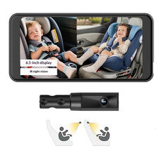 6.5 inch Touchscreen 2K/1080P HD Night Vision Babymonitor 1/2 Channel Dash Cam Car Baby Monitor