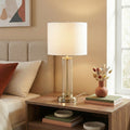 Luna Brushed Nickel Table Lamp With On Off Switch Clear Glass Body  Metal Base