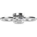 LED Ceiling Light, Modern 4 Rings Ceiling Lamp With Wall Switch Control, 40W 4350lm Flush Mount Ceiling Light With 3500K/4500K/6000K Colour Temperatures For Living Room, Bedroom, Silver Tone