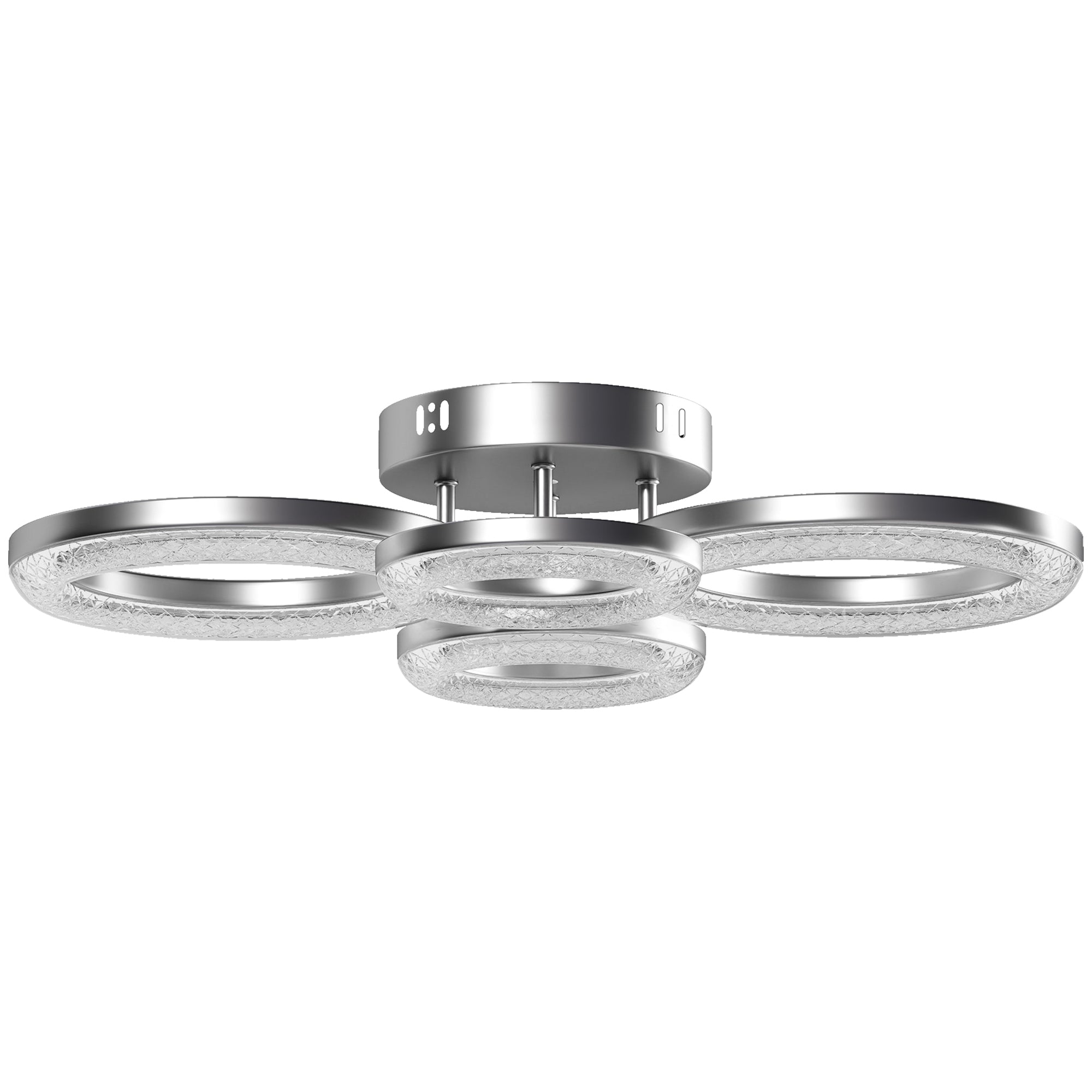 LED Ceiling Light, Modern 4 Rings Ceiling Lamp With Wall Switch Control, 40W 4350lm Flush Mount Ceiling Light With 3500K/4500K/6000K Colour Temperatures For Living Room, Bedroom, Silver Tone