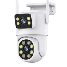 4MP Dual Lens Tuya Wifi Camera PTZ Outdoor 4K Wireless Dual Screen Security Camera Auto Tracking Monitoring Video Surveillance EU Plug