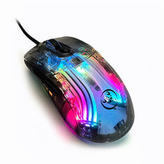 HXSJ X400 Wired Gaming Mouse Transparent Ergonomic RGB Backlight 7 Programmable Buttons 12800 DPI High Precision