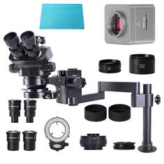 MUSTOOL HY-6210s 3.5X-200X Magnification 4K HDM Trinocular Stereo MicroscopeUSB Camera Simul-Focal LED Ring Light For Industrial PCB Repair