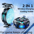 X106B 2-in-1 Wireless Charger Cooling Fan 15W Magnetic Fast Charging Back Clip Fan Radiator for Mobile Phone