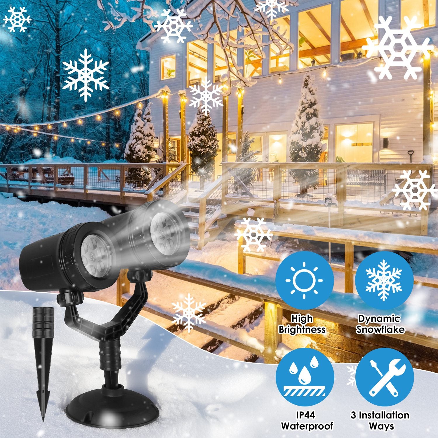 1Pc Christmas Snowflake Projector Light Dual Head LED Stake Light IP44 Waterproof Xmas Decoration For Holiday Indoor... — kaufen online Deutschland