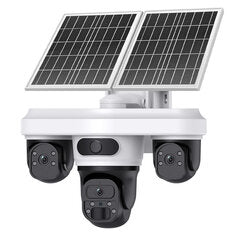 INQMEGA 9MP Tri-lens Solar Camera 4G EU Version Outdoor Wireless PTZ Color Night Vision Two-way Audio Waterproof AOV+PIR 2-in-1 Smart Home Surveillance CCTV Cameras