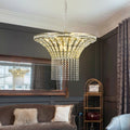 Same As W1340120181 L5021 8-Light 23.6  Wide Crystal Waterfall Chandelier Bulb Not Included