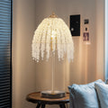 19 H Elegant Crystal Table Lamp   Vintage Waterfall Design With Crystal Bead String Shades And Marble Textured Base For Living Room, Bedroom, Or Office  Bulb Not Included