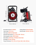 Drain Cleaner Machine 75 FT X 3/8 Inch, Sewer Snake Auger Manual Feed With 4 Cutters & Air-activated Foot Switch For 2" To 4" Pipes