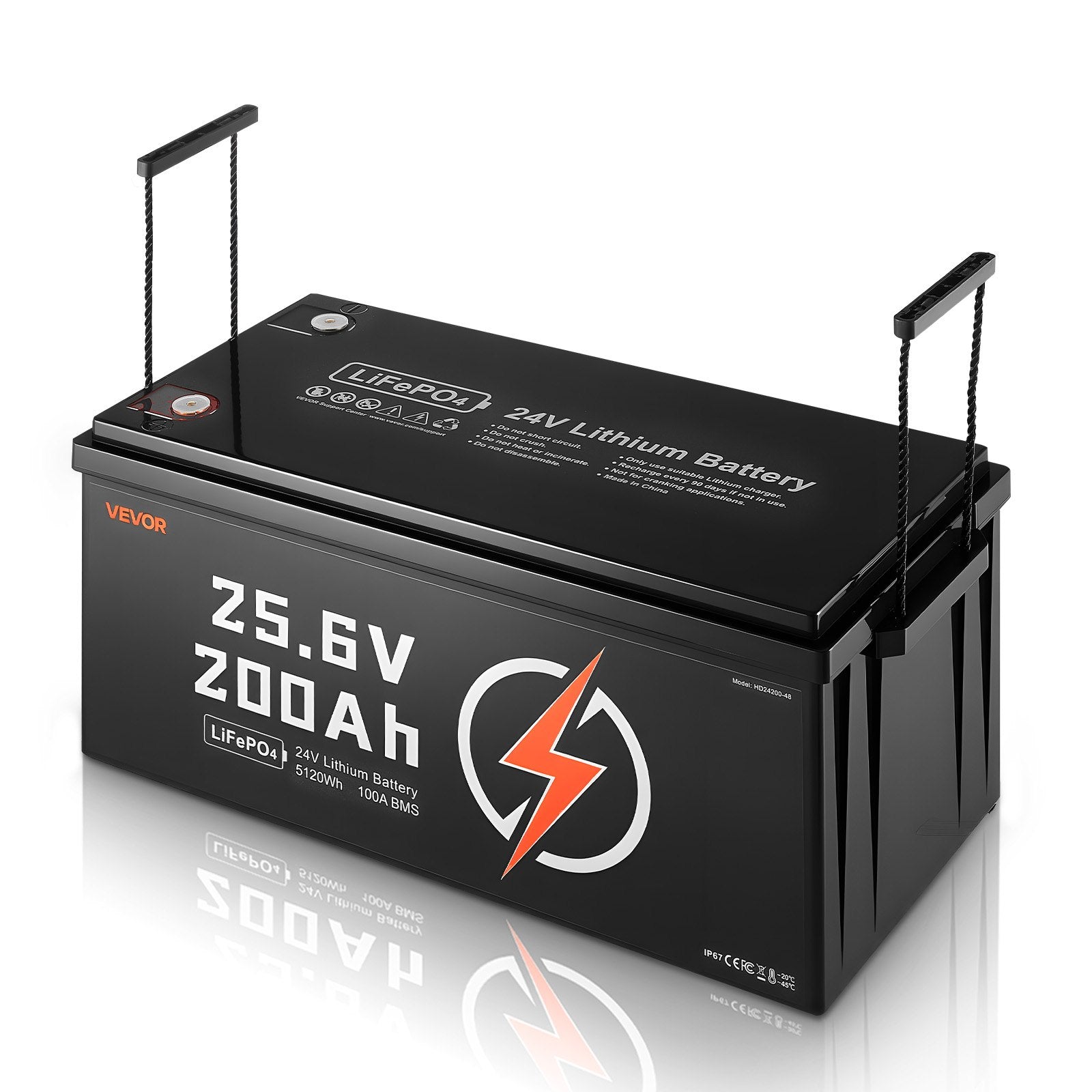 24V 200Ah LiFePO4 Lithium Battery Rechargeable Battery 100A BMS 4000 Cycle