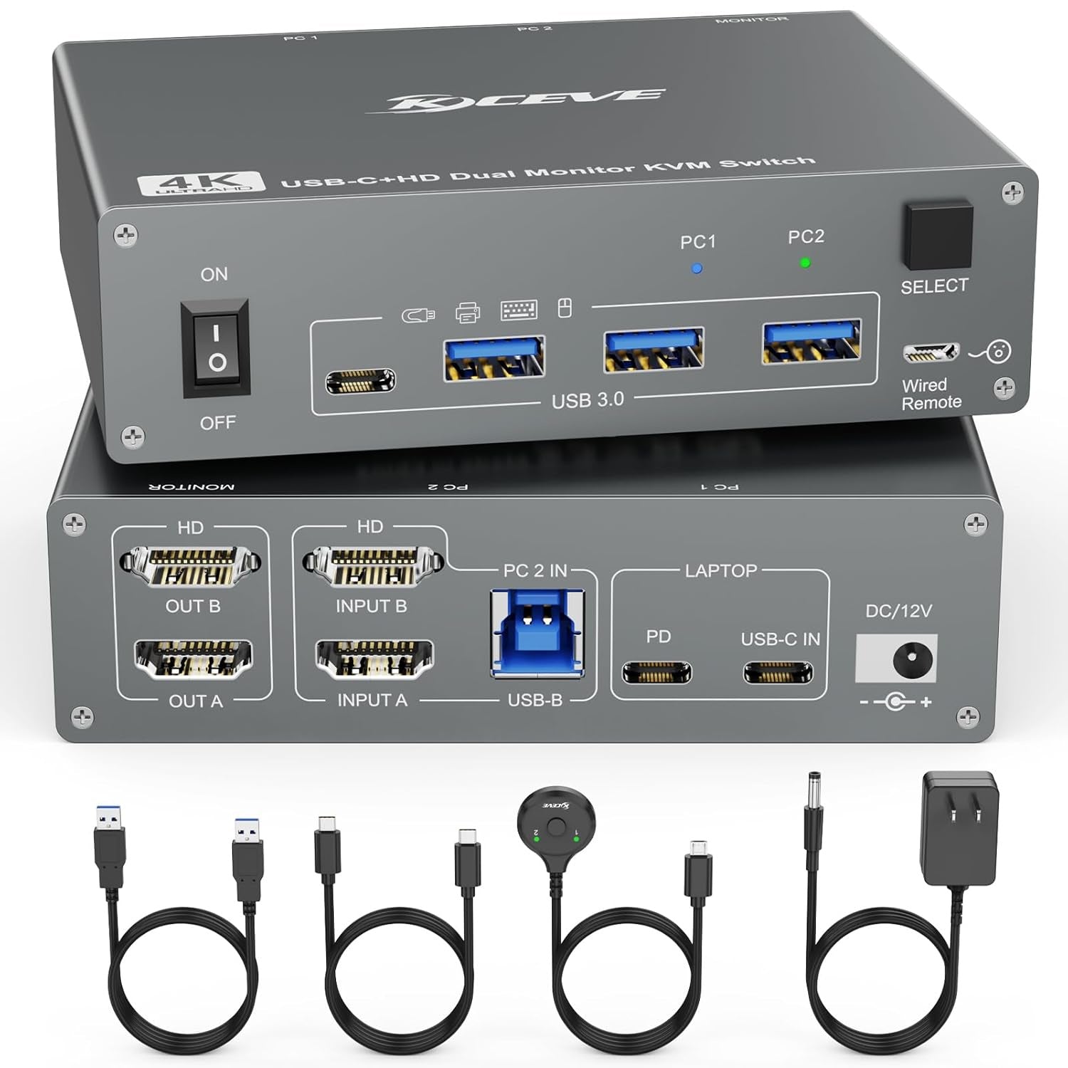 2-Monitor 2-Computer USB Dual-Monitor USB 30 USB Type-C KVM Switcher — kaufen online Deutschland
