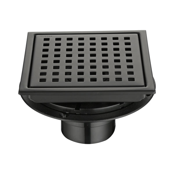 6 Inch Square Shower Drain With Removable Square Patterned Grate, 304 Stainless Steel With Flange And Hair Strainer,...