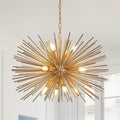 29 Mid-Century Modern 12-Light Starburst Chandelier Gold Sputnik Pendant Light Fixture For Living Room, Dining Room, Or Foyer Bulb Not Included