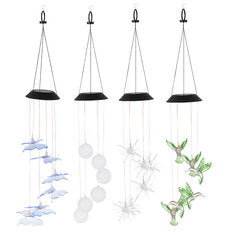 6cm Ball/Hummingbird/Sea Urchin/Butterfly Solar Wind Chime Light Waterproof Home Bedroom Decoration Supplies