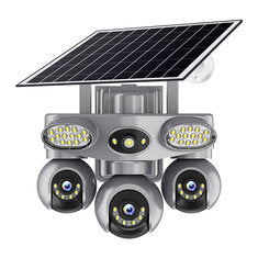 V380 6MP Triple Lens Solar Security Camera Outdoor PTZ 3-Way View Night Vision Motion Two Way Audio IP66 Weatherproof Battery Operated Home Surveillance System