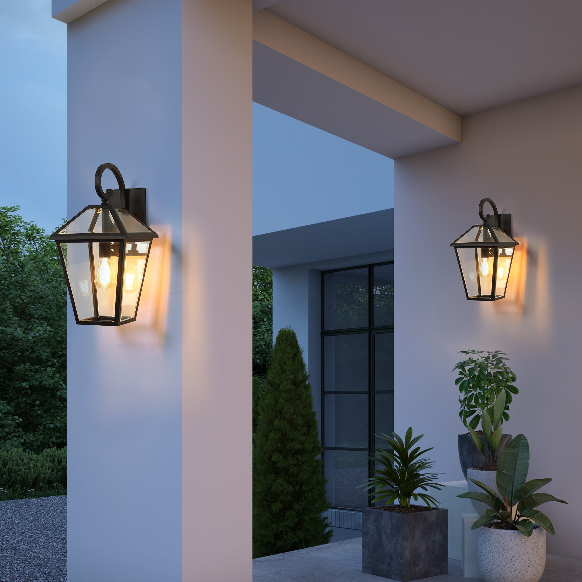 10 2pcs Outdoor Wall Lanterns, Black Finish Weatherproof Wall Sconce With Clear Glass Panels, Vintage Exterior Light Fixtures For Porch, Patio, Garage, And Entryway Bulb Not Included — kaufen online D
