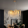 24-inch Modern Golden Pendant Light With Cascading Crystal Strands, Ideal For Living Room, Dining Room And Foyer, High-End Decorative Lighting Fixture  Bulb Not Included