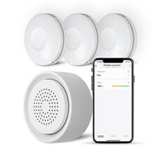 NEO Tuya WiFi Smart Water Leak Alarm with 3 Water Sensors Sound and Light Alerts for Smart Home Automation and Leak Detection