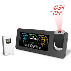 Electronic Projection Clock Weather Station Temperature and Humidity Meter Color Screen Weather Forecast LCD Digital Alarm Clock Weather Forecasting Station