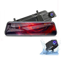 10Inch Touch Screen 1080P HD Front Rear Dual Camera Full-Screen Streaming Car Rearview Mirror Dashcam Dual Channel Recorder