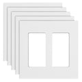 Rocker Light Wall Plates, 2-Gang Decorative Outlet Covers,Standard Size 4.57in L 4.53in H Unbreakable Polycarbonate Thermoplastic Faceplate For Receptacle Outlet&Switch 5 Pack, White
